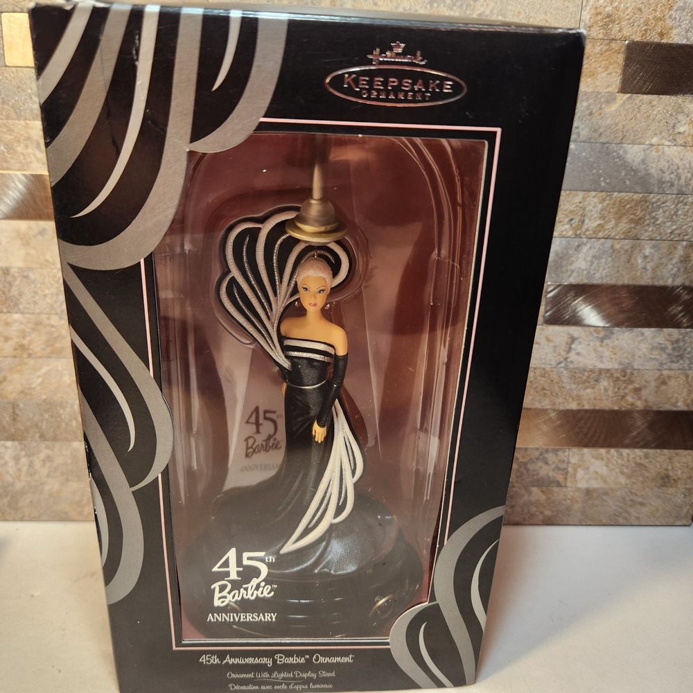 Hallmark Keepsake 2004 45th Anniversary Barbie Ornament Lighted Base QHB6601